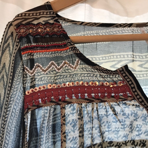•Free People• Sheer Patterned Blouse - Picture 4 of 12